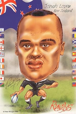 Jonah Lomu New Zealand All Blacks Rugby Painting Postcard