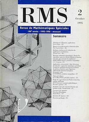 Bild des Verkufers fr Revue de mathmatiques spciales, RMS, 106e anne (1995-1996), N 2, octobre 1995 zum Verkauf von Sylvain Par