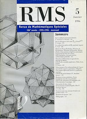 Bild des Verkufers fr Revue de mathmatiques spciales, RMS, 106e anne (1995-1996), N 5, janvier 1996 zum Verkauf von Sylvain Par