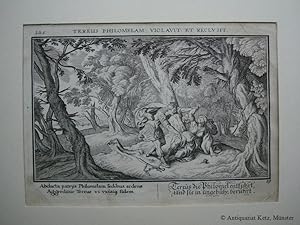 "Tereus vergewaltigt Philomela." Kupferstich aus: Ovidius Naso, Metamorphoses oder Fünfzehn Büche...