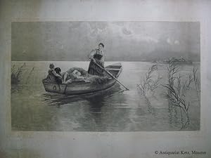 Bild des Verkufers fr Chiemsee - "Auf stiller Flut". Im Hintergrund Fraueninsel. Radierung auf aufgewalzt. China v. J. Neumann nach Karl Raupp. Bildgre: 51 x 85 cm. Blattgre: 77 x 110 cm. zum Verkauf von Antiquariat Hans-Jrgen Ketz