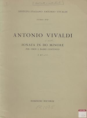 Image du vendeur pour Sonata in DO Minore per Oboe e Basso Continuo Tomo 375 Istituto Italiano Antonio Vivaldi mis en vente par Versandantiquariat Nussbaum