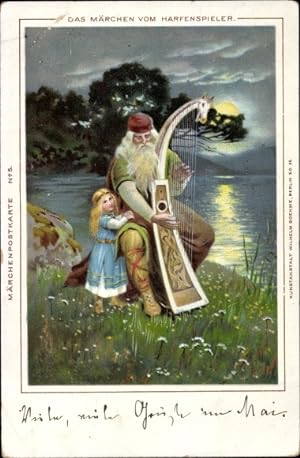 Künstler Ansichtskarte / Postkarte Das Märchen vom Harfenspieler