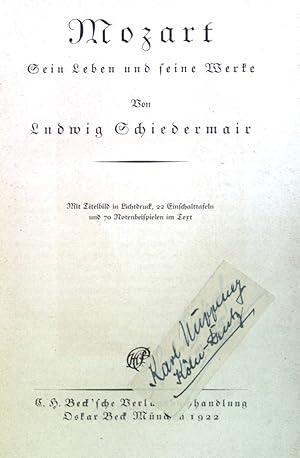 Image du vendeur pour Mozart: Sein Leben und seine Werke. mis en vente par books4less (Versandantiquariat Petra Gros GmbH & Co. KG)