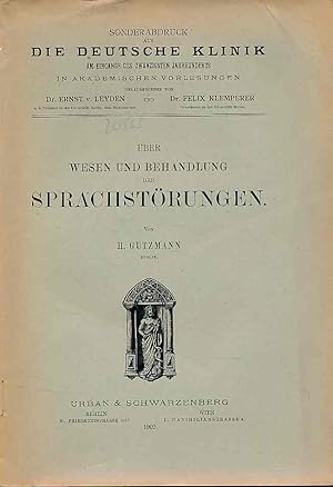 Bild des Verkufers fr Ueber Wesen und Behandlung der Sprachstrungen. zum Verkauf von Fundus-Online GbR Borkert Schwarz Zerfa