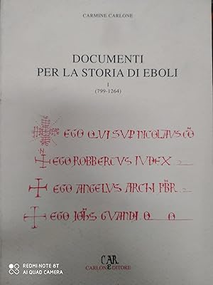 Immagine del venditore per DOCUMENTI PER LA STORIA DI EBOLI 1 (799 - 1264) venduto da Libreria D'Agostino
