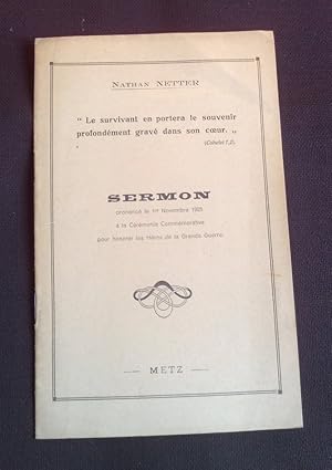 Sermon prononcé le 1er Novembre 1925 à la cérémonie commémorative pour honorer les héros de la Gr...