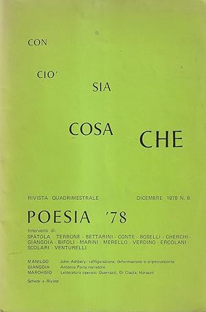 Poesia '78 Rivista Quadrimestrale Dicembre 1978 N. 6