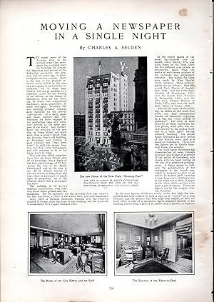 Seller image for PRINT: "Moving a Newspaper in a Single Night (New York Evening Post)".story & photos from Harper's Weekly; May 25, 1907 for sale by Dorley House Books, Inc.