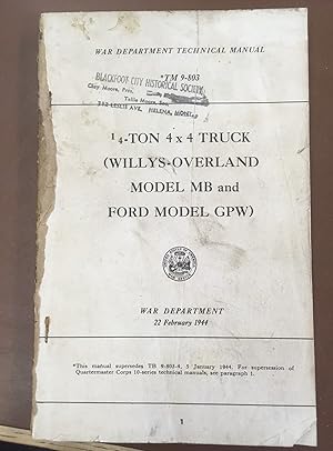 Seller image for TM 9-803: 1/4 Ton 4x4 Truck (Willys-Overland Model MB and Ford Model GPW for sale by Second Edition Books