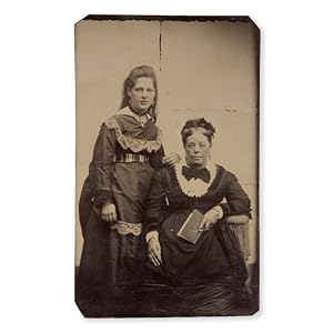 Imagen del vendedor de Tintype photographic portrait of a mother and daughter, late 1870s. a la venta por Douglas Stewart Fine Books