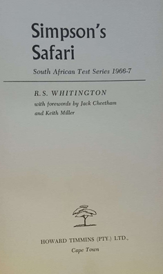 Simpson's Safari: South African Test Series 1966-7