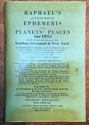 Raphael's astronomical ephemeris of the planets' place for 1953