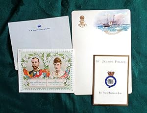 Edward VII: HMY "Victoria & Albert" Royal Yacht menu card with St Jame's Palace menu 1900, etc.