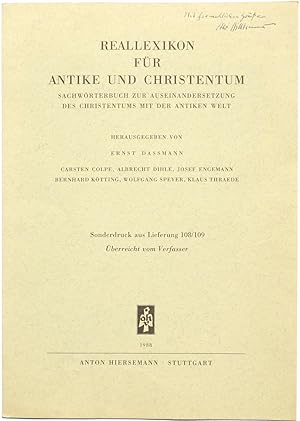 Bild des Verkufers fr Herberge. Sonderdruck aus: Reallexikon fr Antike und Christentum : Sachwrterbuch zur Auseinandersetzung des Christentums mit der Antiken Welt, Lieferung 108/109. zum Verkauf von Archiv Fuenfgiebelhaus