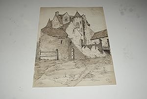 CHÂTEAU DE VAUX, PRÈS MIRÉ (MAINE-ET-LOIRE - ANJOU). Aquarelle originale signée de Guy Ramard (18...