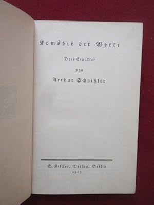 Bild des Verkufers fr Komdie der Worte. Drei Einakter. zum Verkauf von Antiquariat Klabund Wien