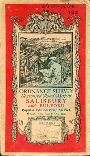 Ordnance Survey Contoured Road Map of Salisbury and Bulford :Linen-backed Sheet 122