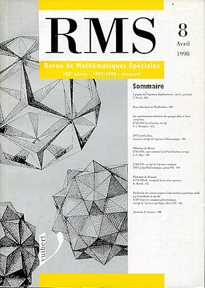Imagen del vendedor de Revue de mathmatiques spciales, RMS, 108e anne (1997-1998), N 8, avril 1998 a la venta por Sylvain Par
