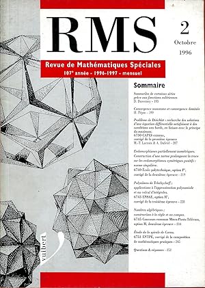 Imagen del vendedor de Revue de mathmatiques spciales, RMS, 107e anne (1996-1997), N 2, octobre 1996 a la venta por Sylvain Par