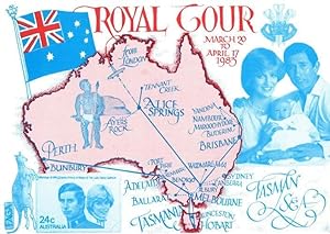 Australia Royal Tour Aborigine 1983 Charles & Diana Map Postcard