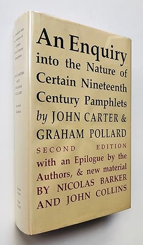 Imagen del vendedor de An Enquiry into the Nature of Certain Nineteenth Century Pamphlets, with an Epilogue, second edition a la venta por George Ong Books