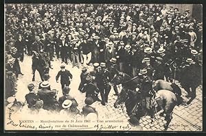 Ansichtskarte Nantes, Manifestation 1903, Une arrestation rue de Châteaudun