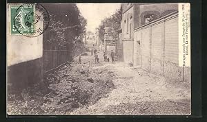 Ansichtskarte Elbeuf, Ravage causés pour l`orage du 30 juin 1908, La rue Fouquier-Long, Unwetter