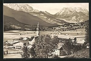 Bild des Verkufers fr Ansichtskarte Reit im Winkl, Gesamtansicht mit Blick auf die Alpen mit wilder u. zahmer Kaiser zum Verkauf von Bartko-Reher