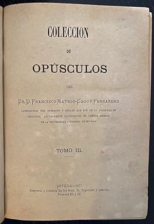 Seller image for COLECCION DE OPUSCULOS. Tomo III for sale by Fbula Libros (Librera Jimnez-Bravo)