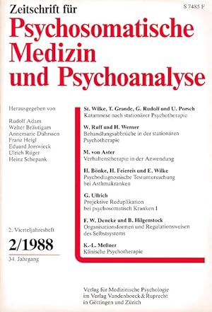 Bild des Verkufers fr Zeitschrift fr Psychosomatische Medizin und Psychoanalyse. 34. Jahrgang, 2. Vierteljahrsheft 1988. zum Verkauf von Fundus-Online GbR Borkert Schwarz Zerfa