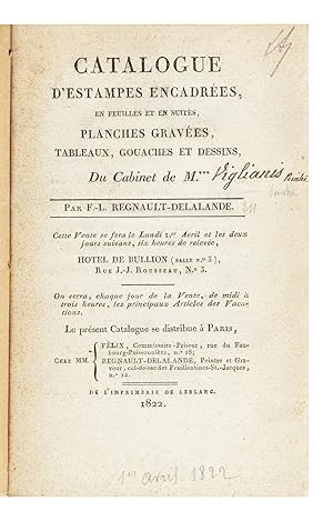Catalogue d'Estampes.Planches gravées, Tableaux, Gouaches et Dessins, Du Cabinet de M. *** [in co...