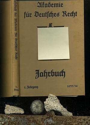 Bild des Verkufers fr Jahrbuch 1933 / 34. 1. Jahrgang 1933/34 Herausgeber: Der Prsident der Akademie fr Deutsches Recht Dr.Hans Frank, Reichsminister. Berlin und Mnchen, J. Schweitzer Verlag, 1938. zum Verkauf von Umbras Kuriosittenkabinett