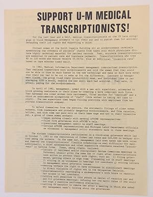 Support U-M medical transcriptionists! [handbill]
