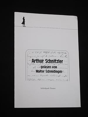 Bild des Verkufers fr Programm Schlopark-Theater Berlin 1985/86. ARTHUR SCHNITZLER gelesen von Walter Schmidinger zum Verkauf von Fast alles Theater! Antiquariat fr die darstellenden Knste