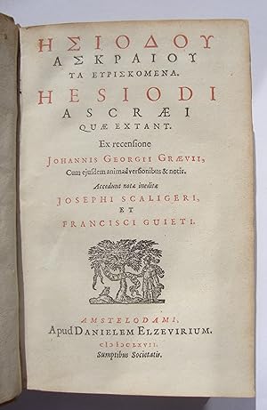 Hesiodou askraiou ta heuriskomena / Hesiodi Ascraei quae extant. Ex recensione Johannis Georgii G...