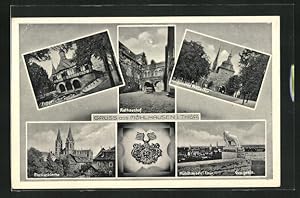 Ansichtskarte Mühlhausen in Thür., Blasiuskirche, Ortsansicht, Popperoder Quelle, Rathaushof, Inn...