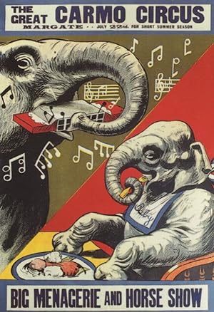 Carmo Circus Elephant Cyclist & Menagerie Advertising Postcard