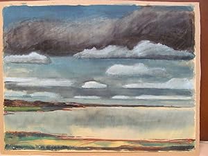 Bild des Verkufers fr Kstensaum am Meer (wohl Sylt) unter weitem Himmel: Aquarell auf Papier, rechts unten mit *Mechlen, (19)48* signiert und datiert. Das Blatt ist auf Karton montiert. zum Verkauf von Antiquariat Friederichsen