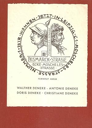 Umzugskarte Walther Deneke - Antonie Deneke - Doris Deneke - Christiane Deneke . Gestaltet von Ha...