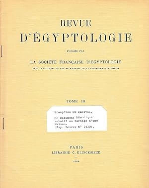 Un document démotique relatif au Partage d'une Maison. (Pap. Louvre no. 2430). (Revue d'Égyptolog...