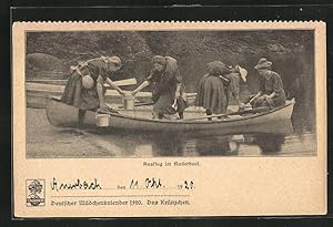 Ansichtskarte Auerbach, Ausflug von Frauen im Ruderboot