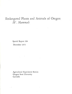 Endangered Plants and Animals of Oregon IV. Mammals