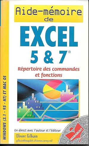 Aide-mémoire : Excel 5 et 7 - Répertoire des commandes et fonctions