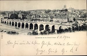 Bild des Verkufers fr Ansichtskarte / Postkarte Lausanne Kanton Waadt, Stadt mit groer Brcke zum Verkauf von akpool GmbH