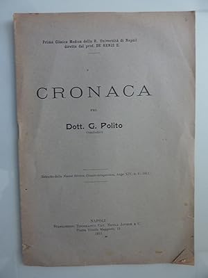 Imagen del vendedor de Prima Clinica della R. Universit di Napoli CRONACA DEL DOTT. G. POLITO Coadiutore a la venta por Historia, Regnum et Nobilia