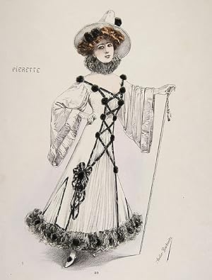 Image du vendeur pour Women's fashion: 'PIERETTE' [sic] - from the suite 'Le Grand Carnaval Parisien' #25 mis en vente par Lirolay