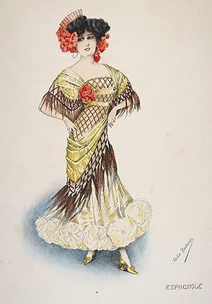 Image du vendeur pour Women's fashion: 'ESPAGNOLE' - from the suite 'Le Grand Carnaval Parisien' #8 mis en vente par Lirolay