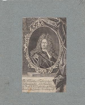 Imagen del vendedor de Portrt. Brustbild im verzierten Oval, unten Schriftsockel. Kupferstich (anonym), aufgeklebt, 14, 5 x 9,0 cm. a la venta por Antiquariat Michael Eschmann