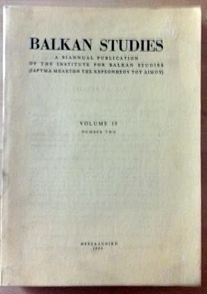 BALKAN STUDIES VOLUME 10 - Nº 2. 1969